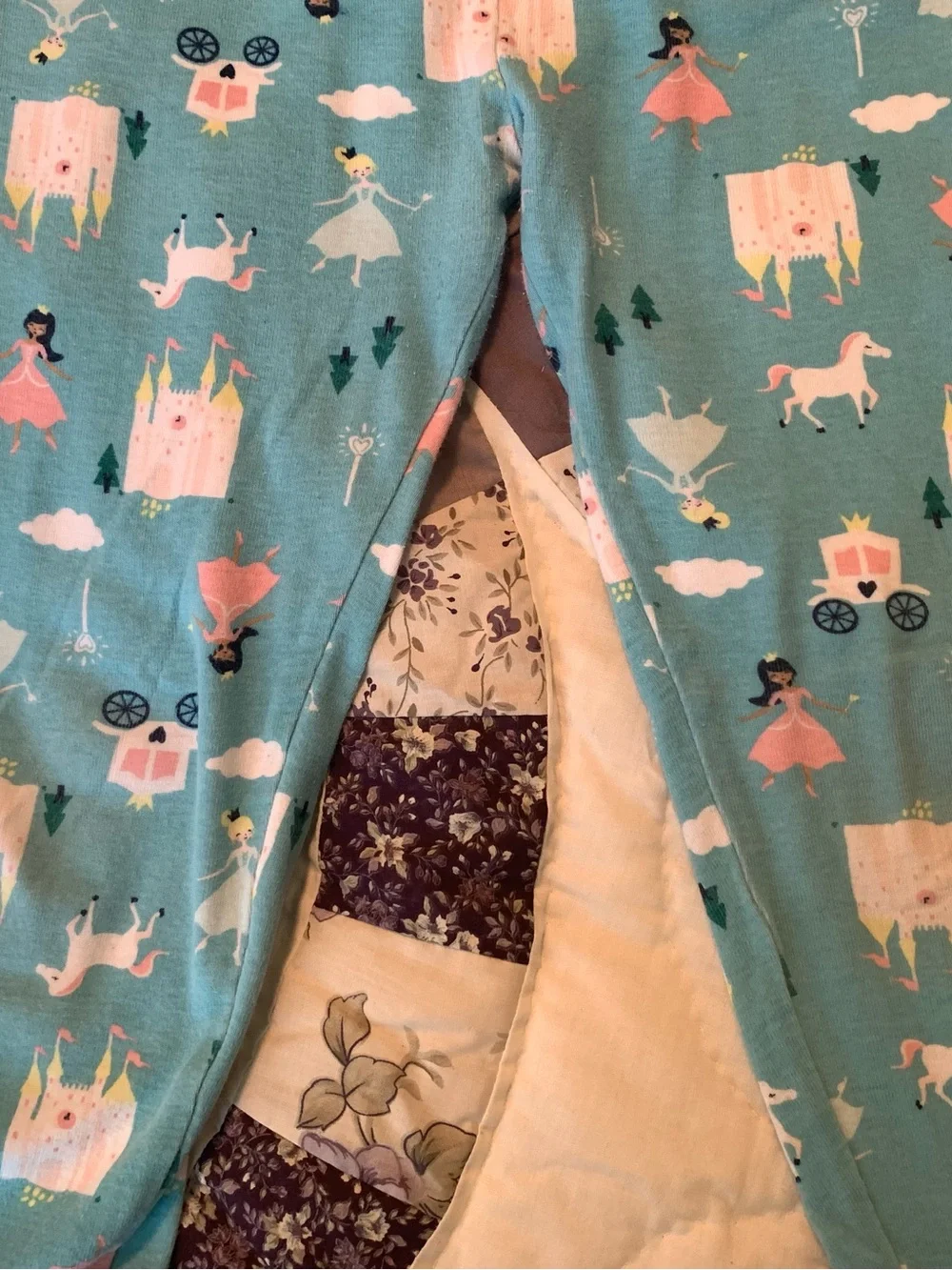 Girls Unicorn & Princess Print Snug Fit Longsleeve Pajama Set - Pink and Teal